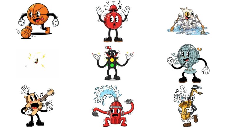 Rubber Hose AI Illustration Vector Image Free Download (1) | A Basketball Dribbling Itself