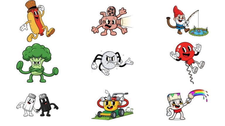 Rubber Hose AI Illustration Vector Image Free Download (7) | A Dapper Hot Dog Jumping with Joy