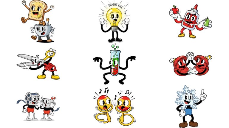 Rubber Hose AI Illustration Vector Image Free Download (6) | A Happy Slice of Toast Leaping from a Toaster