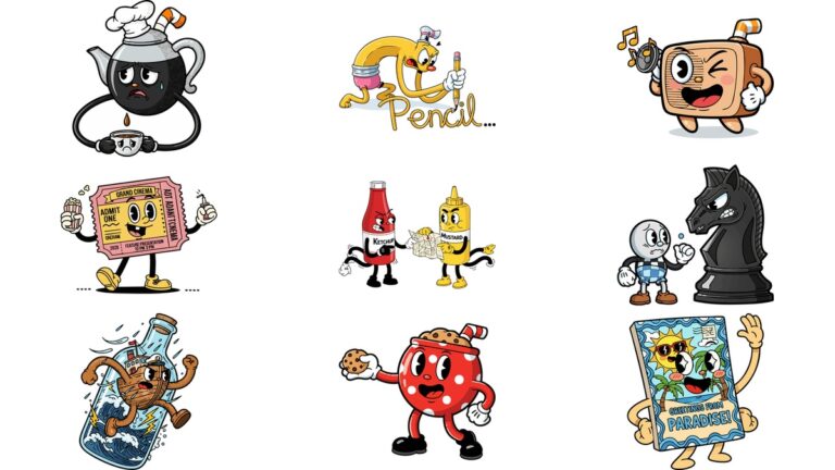 Rubber Hose AI Illustration Vector Image Free Download (4) | A Tired Coffee Pot Pouring its Last Drop