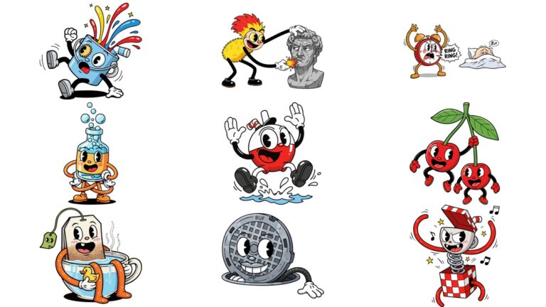 러버호스 AI 일러스트 벡터 이미지 무료 다운로드 (3) | 넘어져 알록달록한 물감을 쏟는 어설픈 페인트 통